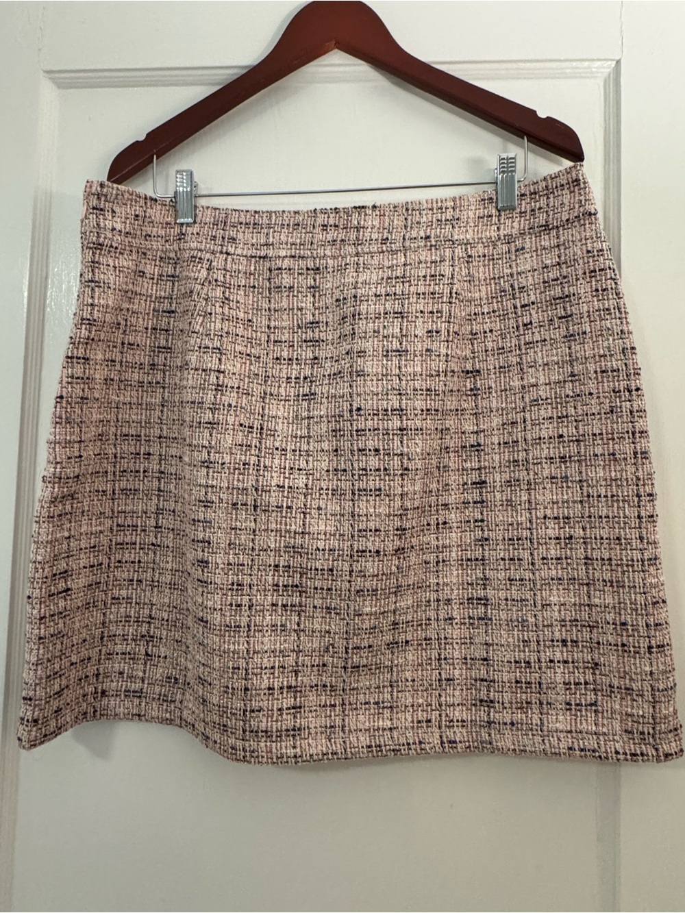 LOFT Pink and Black Tweed Mini Skirt